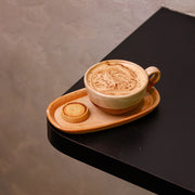 Kaffe Cup | Ceramic Cup & Tray Set - Cappuccino, Beige